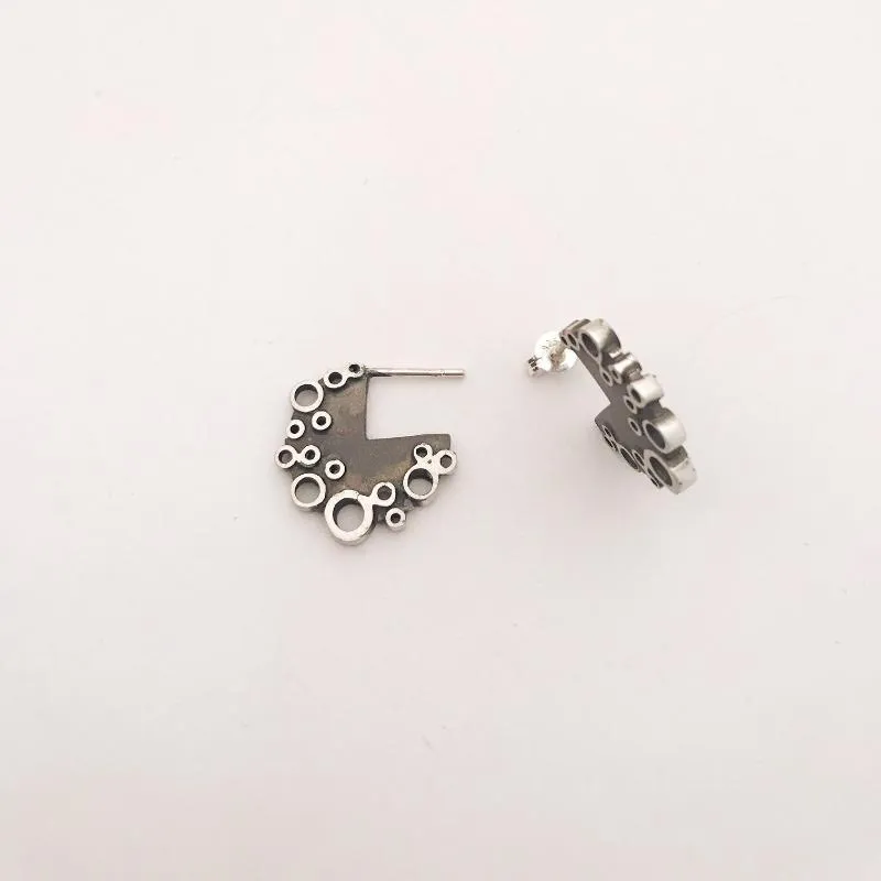 Blackened Sterling silver holly studs