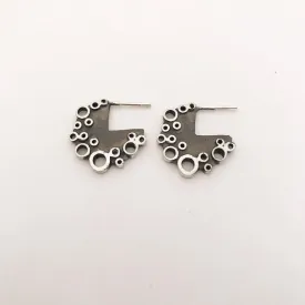 Blackened Sterling silver holly studs