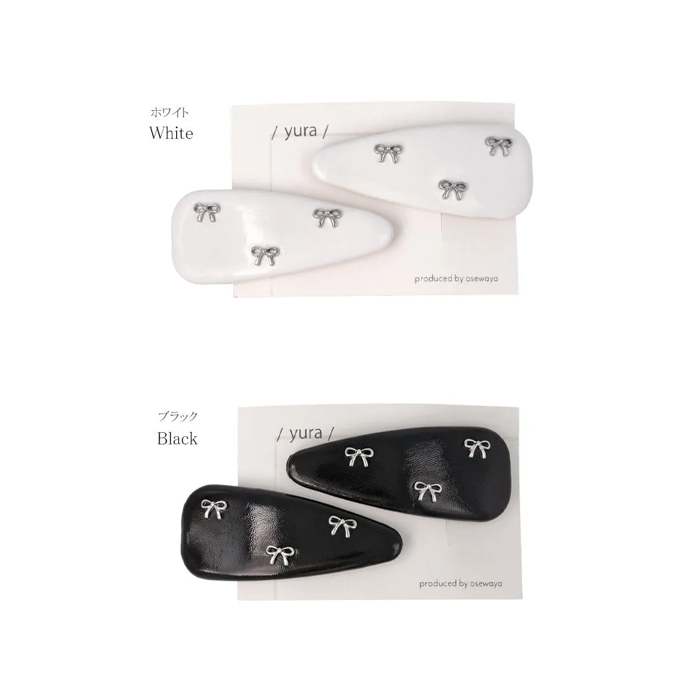 Bow Detail Monotone Snap Clip Set
