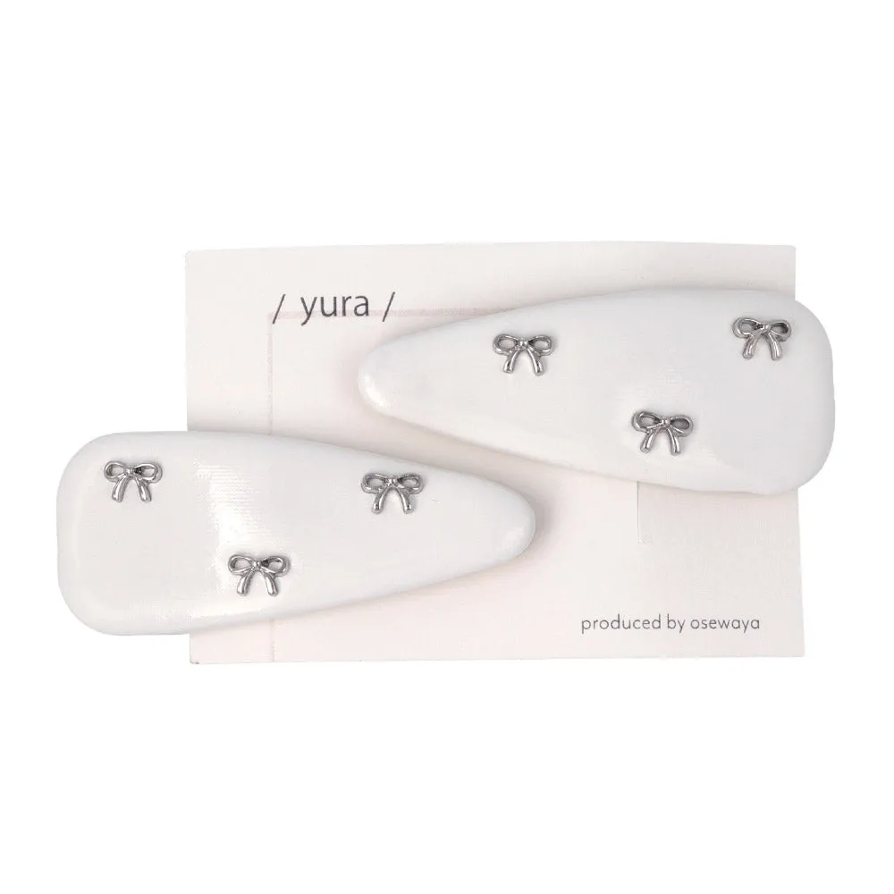 Bow Detail Monotone Snap Clip Set