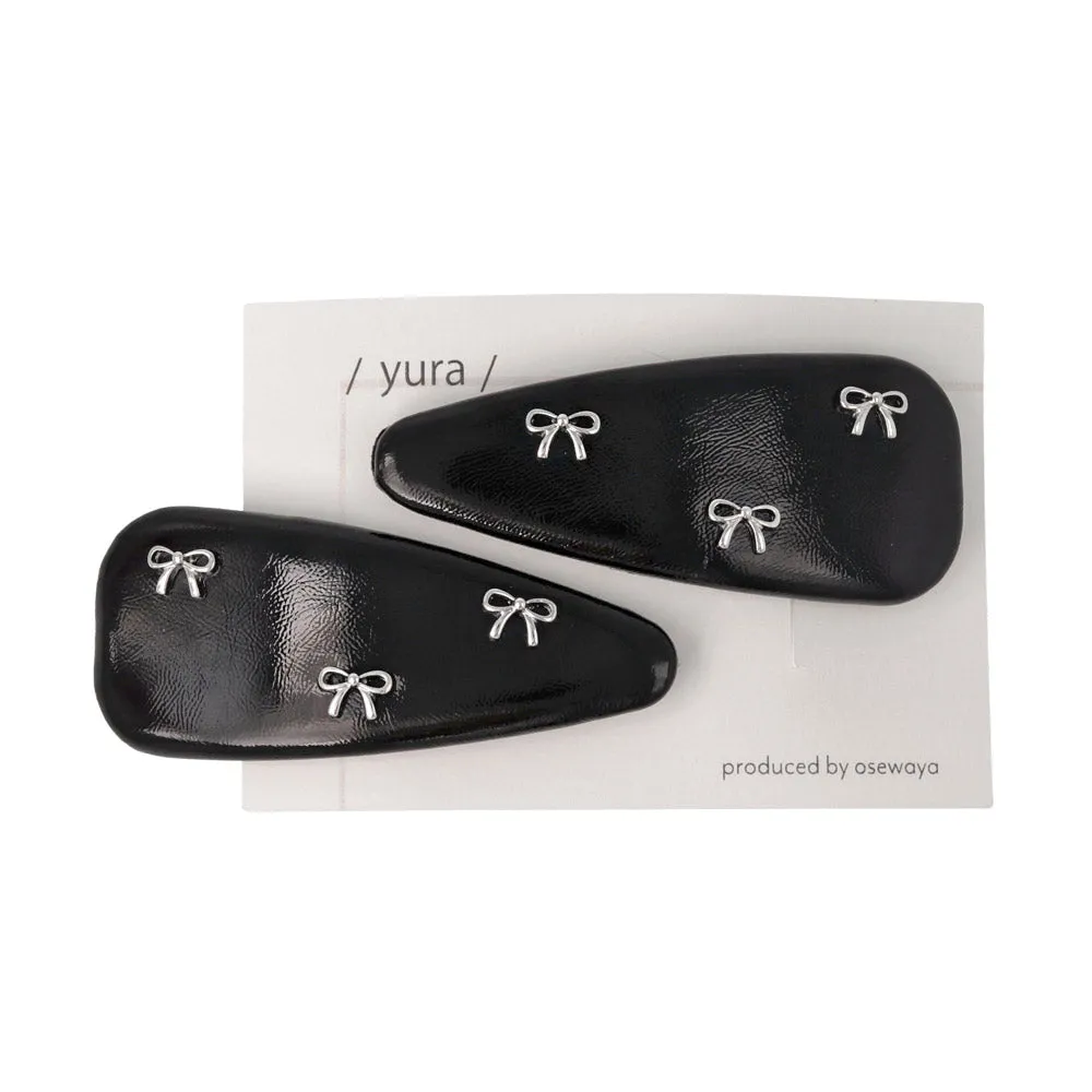 Bow Detail Monotone Snap Clip Set