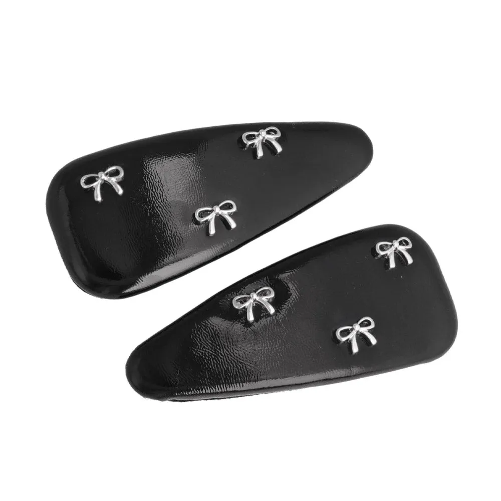 Bow Detail Monotone Snap Clip Set