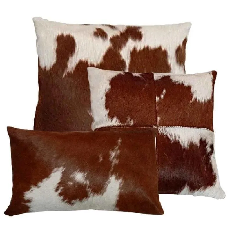 Brown & White Cowhide Pillow Covers