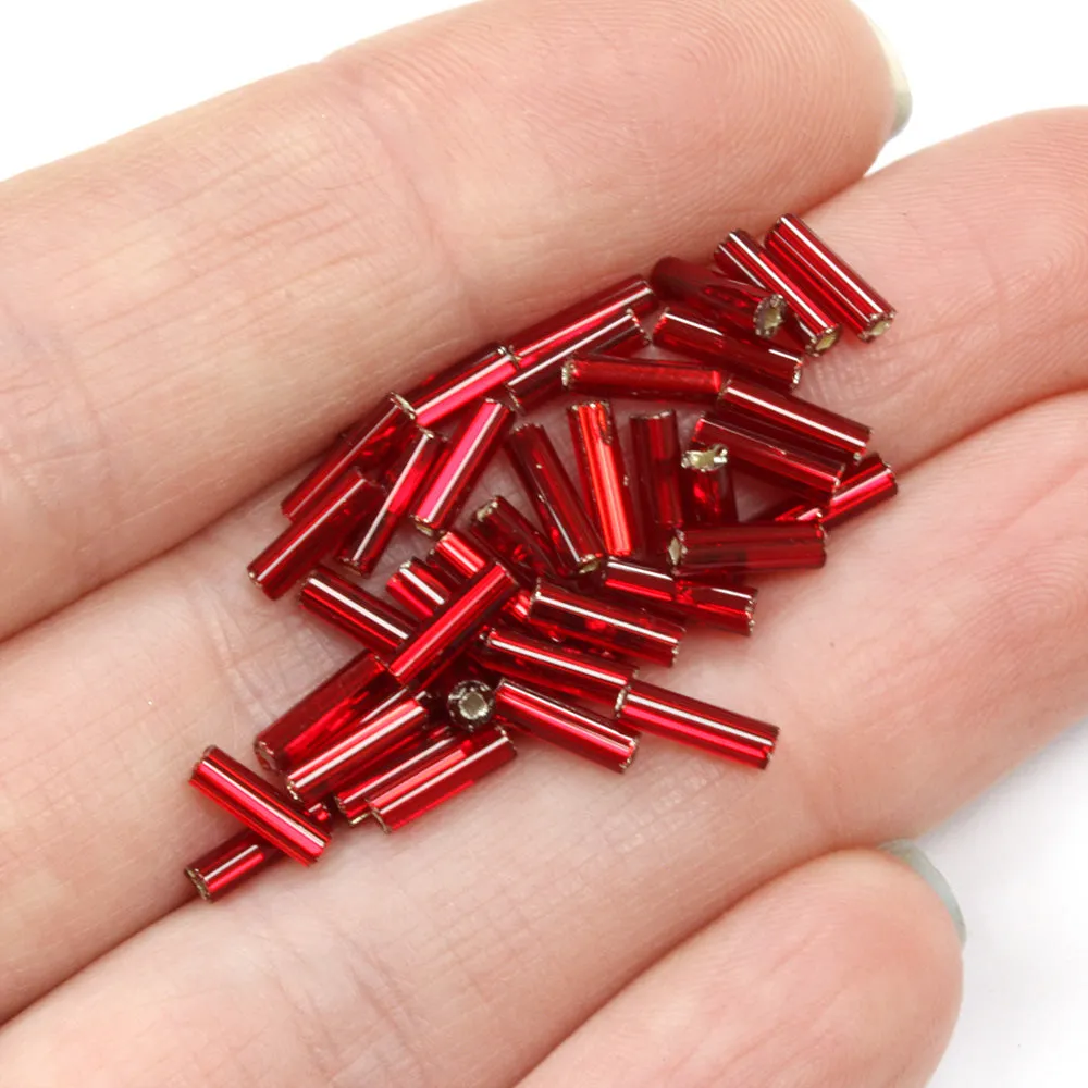 Burgundy 6.6mm Bugle Silver Lined - Pack of 5g