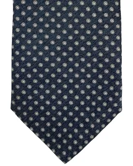 Canali Tie Dark Blue Silver Taupe Mini Dots - Jacquard Silk