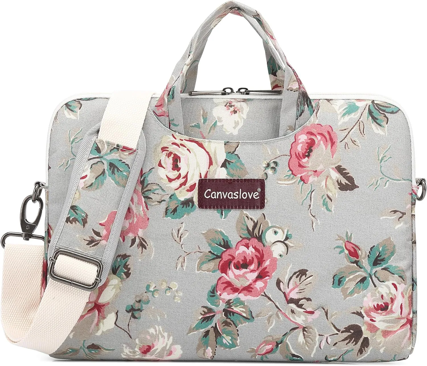 Canvaslove Rose Pattern Water Resistant Laptop Shoulder Messenger Bag for MacBook Pro 16 inch,15.6 inch and 15 inch-16 inch Laptop