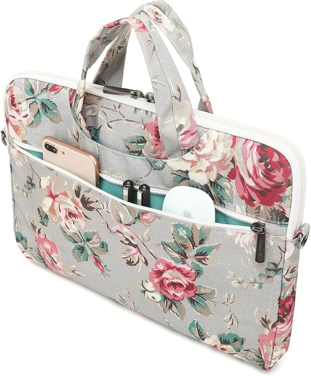 Canvaslove Rose Pattern Water Resistant Laptop Shoulder Messenger Bag for MacBook Pro 16 inch,15.6 inch and 15 inch-16 inch Laptop