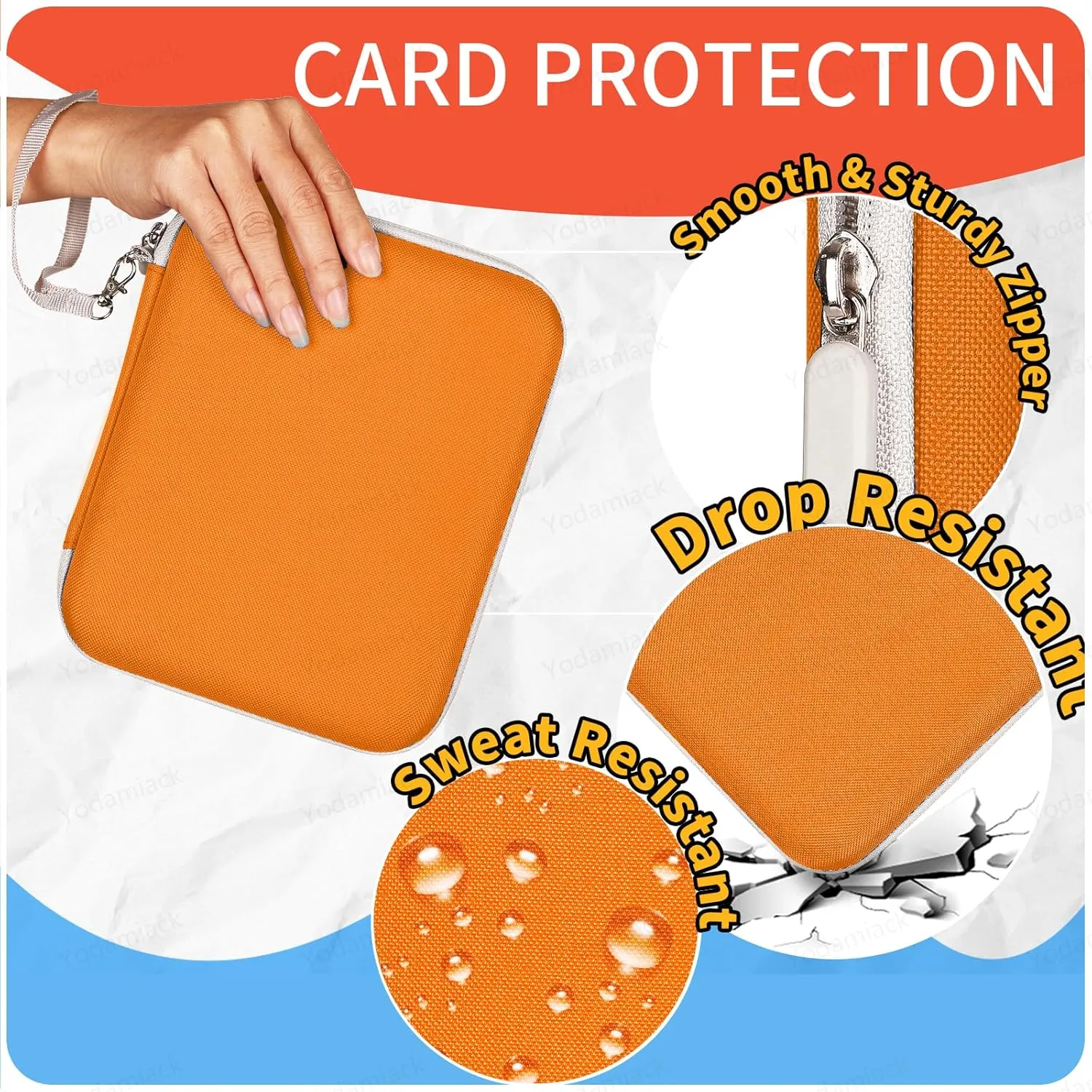 Card Holder for Yoto Cards - 96 Pockets for Yoto Player & Mini Audiobook Cards & Soft Portable Folder with Zipper, Card Binder Holder with 12 Removable Sleeves (Orange)