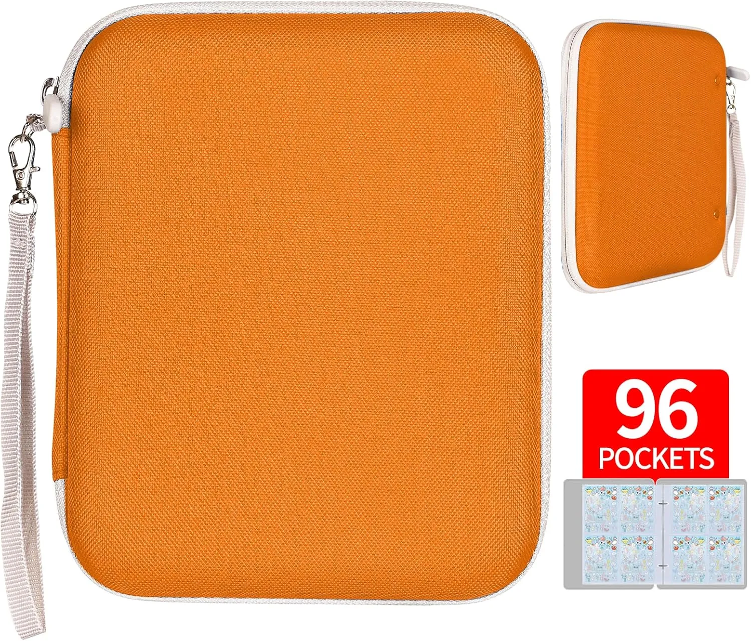 Card Holder for Yoto Cards - 96 Pockets for Yoto Player & Mini Audiobook Cards & Soft Portable Folder with Zipper, Card Binder Holder with 12 Removable Sleeves (Orange)