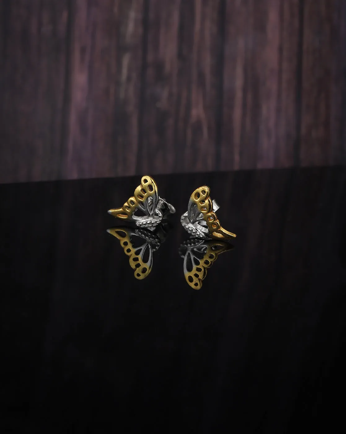 Carlton London 925 Sterling Silver Dual-Toned Butterfly Stud Earring For Women