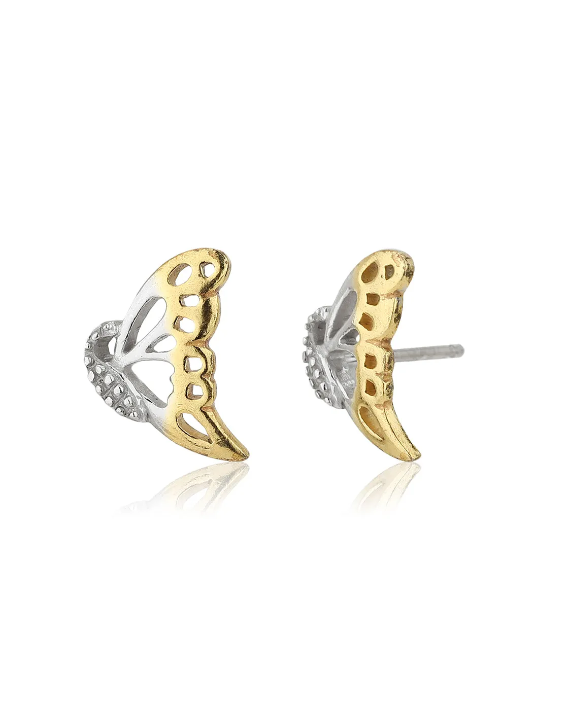 Carlton London 925 Sterling Silver Dual-Toned Butterfly Stud Earring For Women