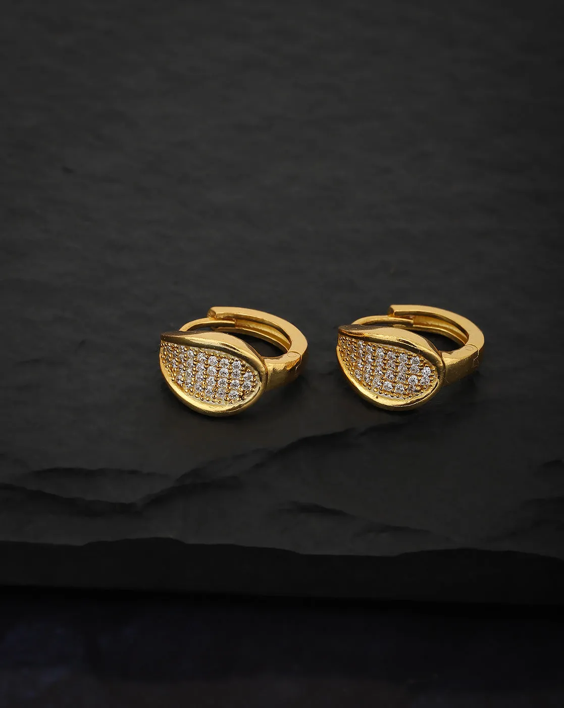 Carlton London Gold Plated Cz Contemporary Huggie Hoop Earring For Women