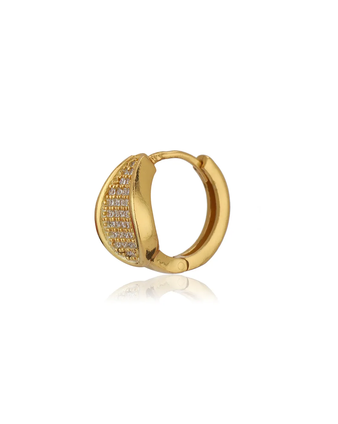 Carlton London Gold Plated Cz Contemporary Huggie Hoop Earring For Women
