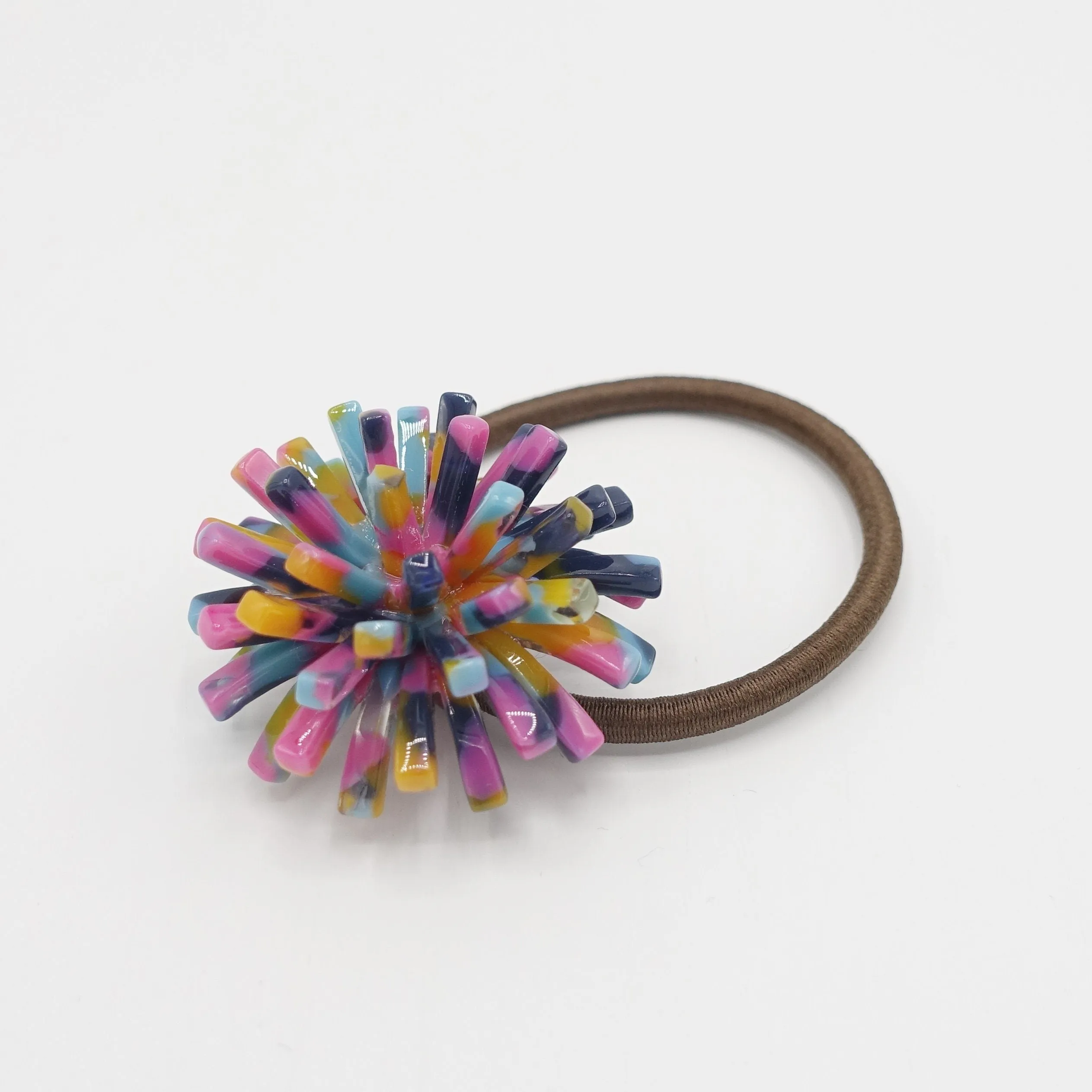 cellulose acetate flower hair elastic ponytail holder