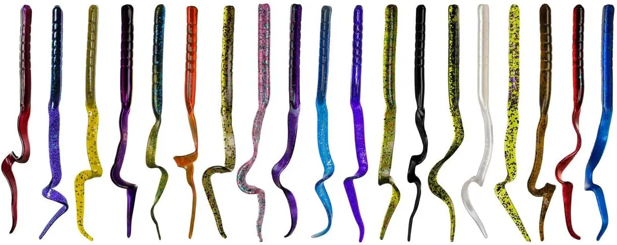 Charlie's Worms 10" Ribbon Tail Soft Plastic Worms for Bass Fishing, Freshwater & Saltwater Lures, Scented Swim Bait, Texas Rigged, Weedless, Large & Smallmouth, White Firetail, 6-Pack