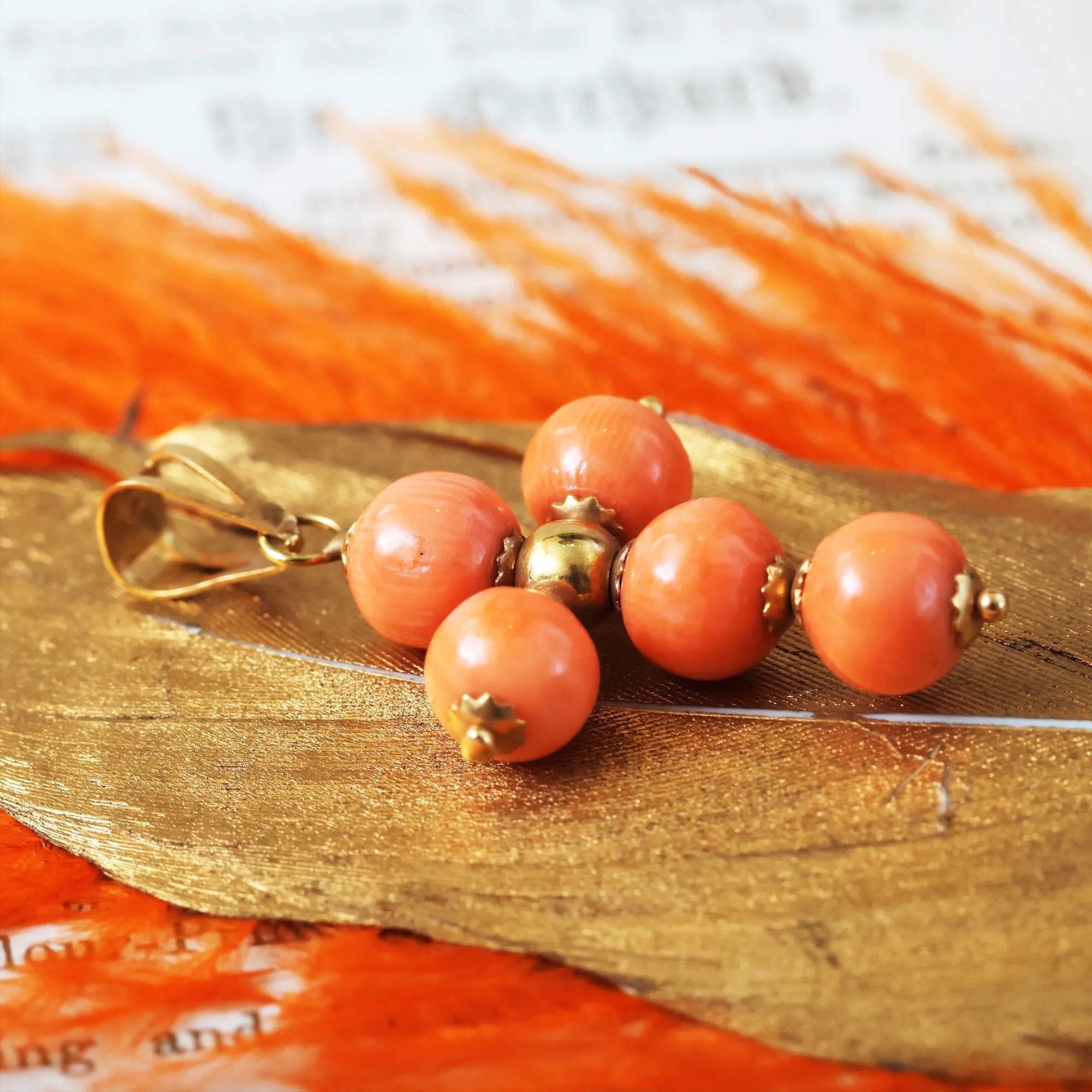 Charming Beaded Peach Sciacca Coral Cross