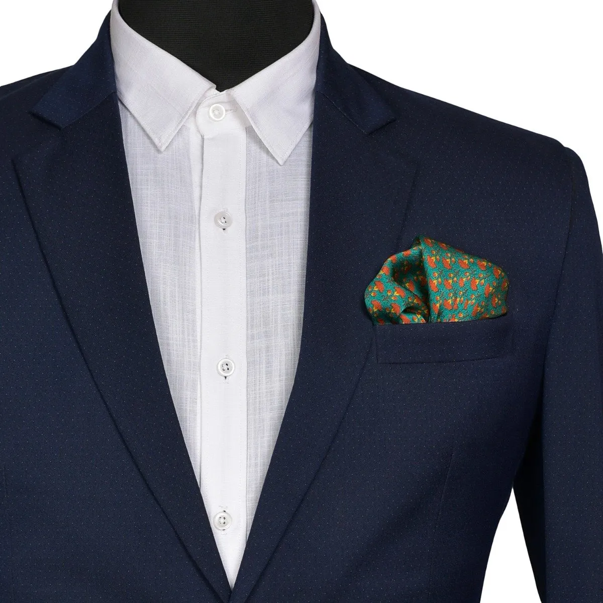 Chokore Dark Sea Green Silk Pocket Square -Indian At Heart line