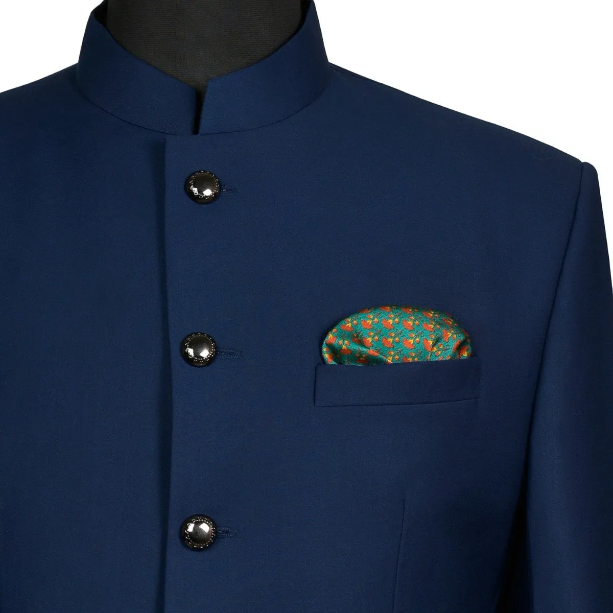 Chokore Dark Sea Green Silk Pocket Square -Indian At Heart line
