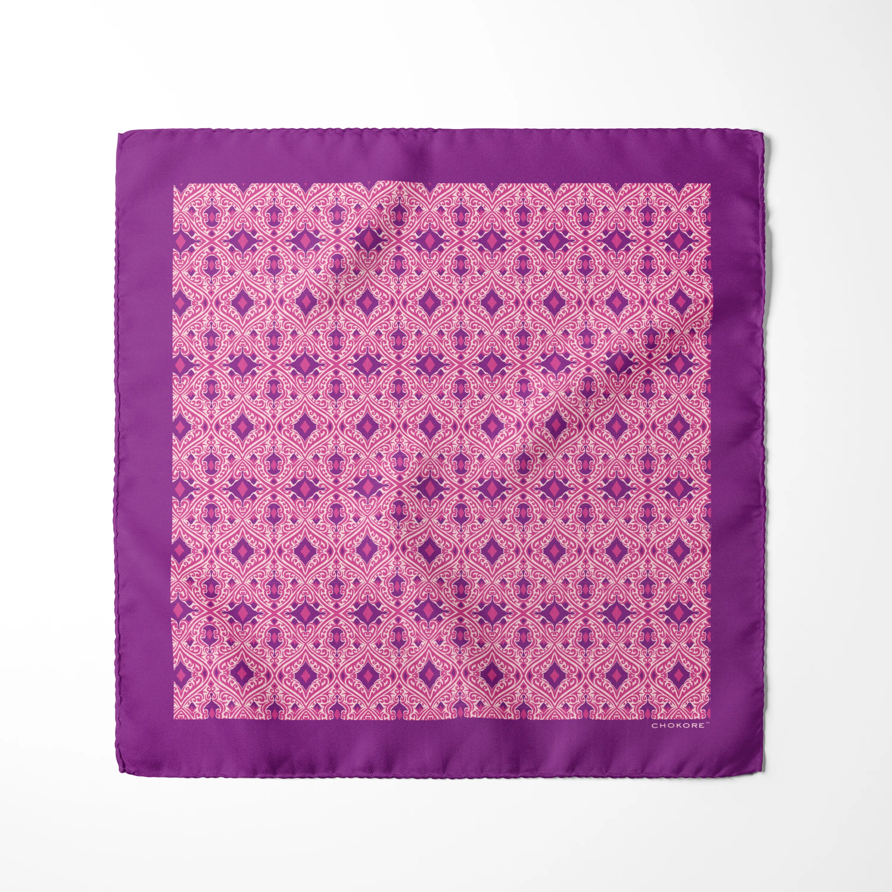 Chokore Pink & Purple Silk Pocket Square - Indian at Heart Range