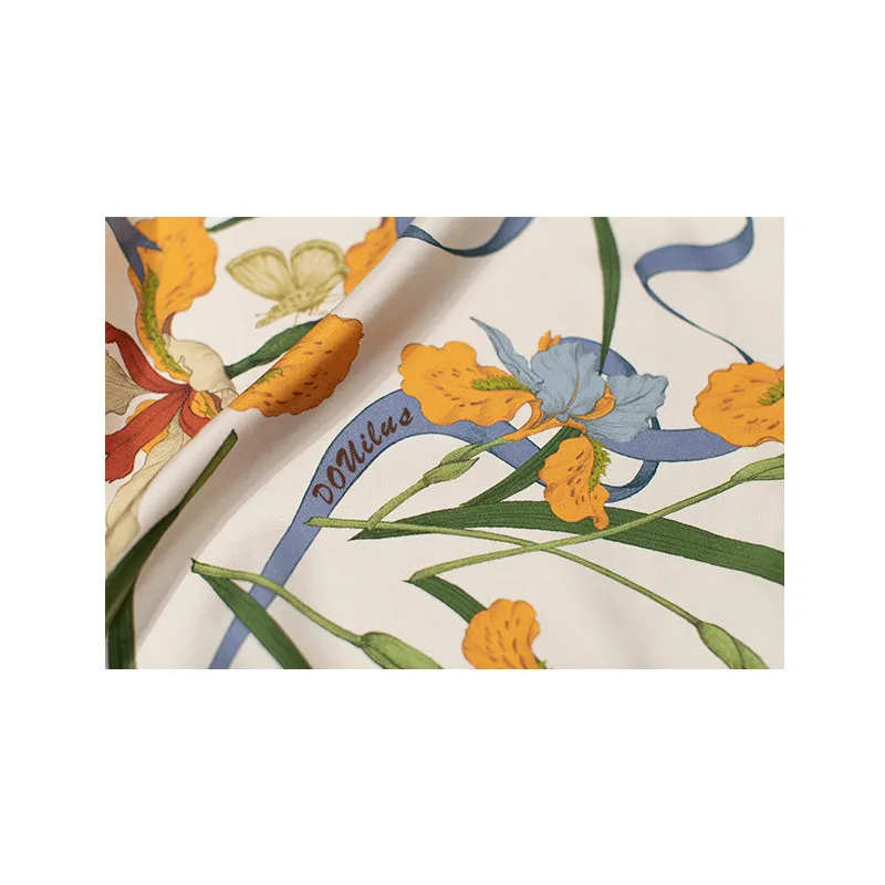 Chowxiaodou 16 Momme Iris Silk Twill Large Square Scarf 90*90