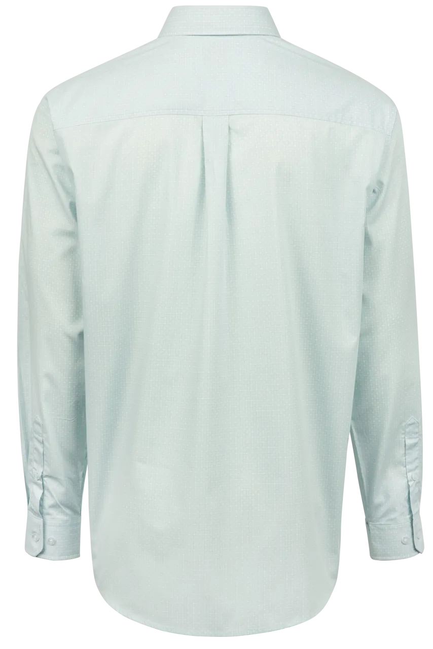 Cinch Printed Cube Button-Front Shirt - Light Blue