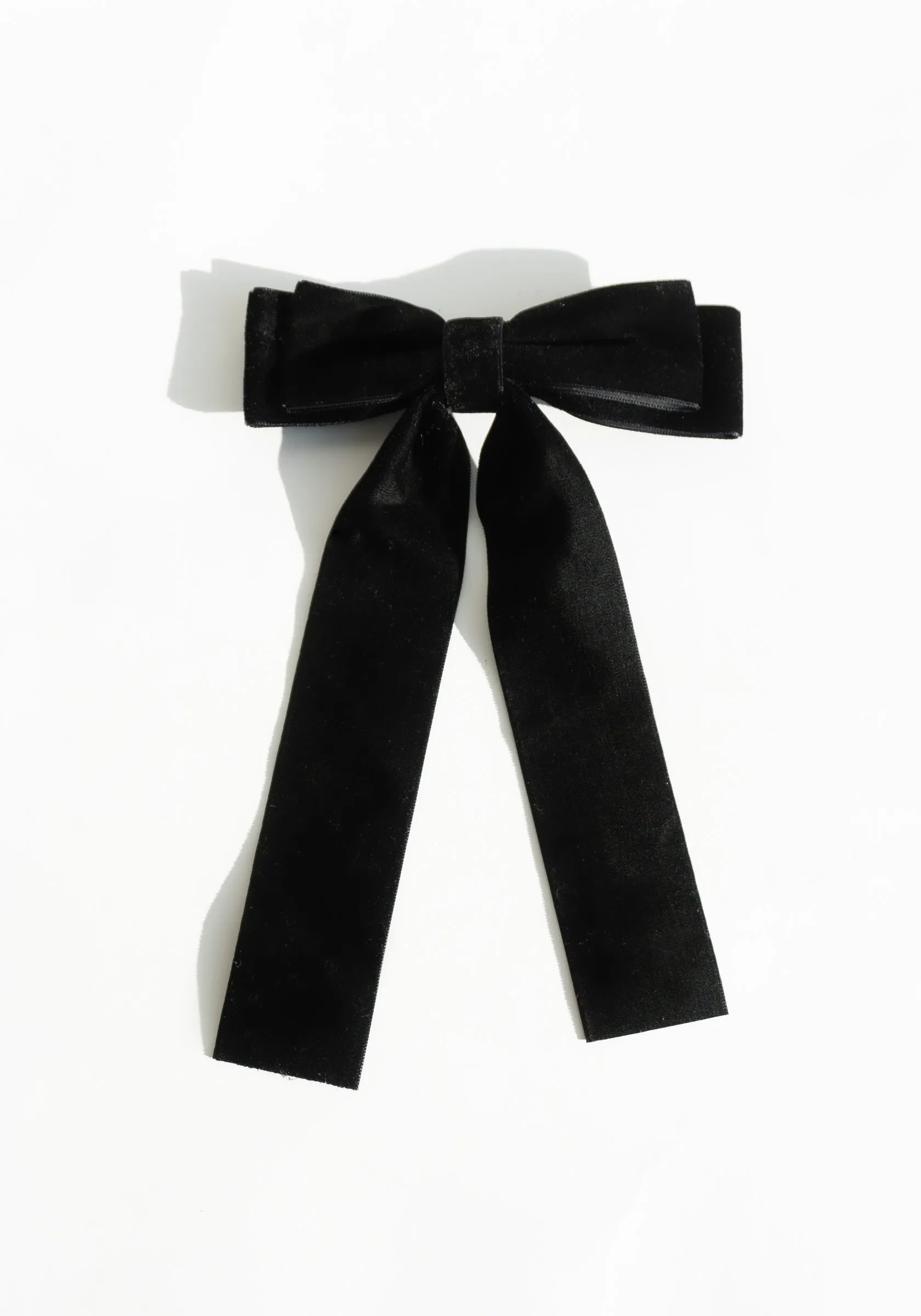 Classic Velvet Hair Bow Barrette in Black