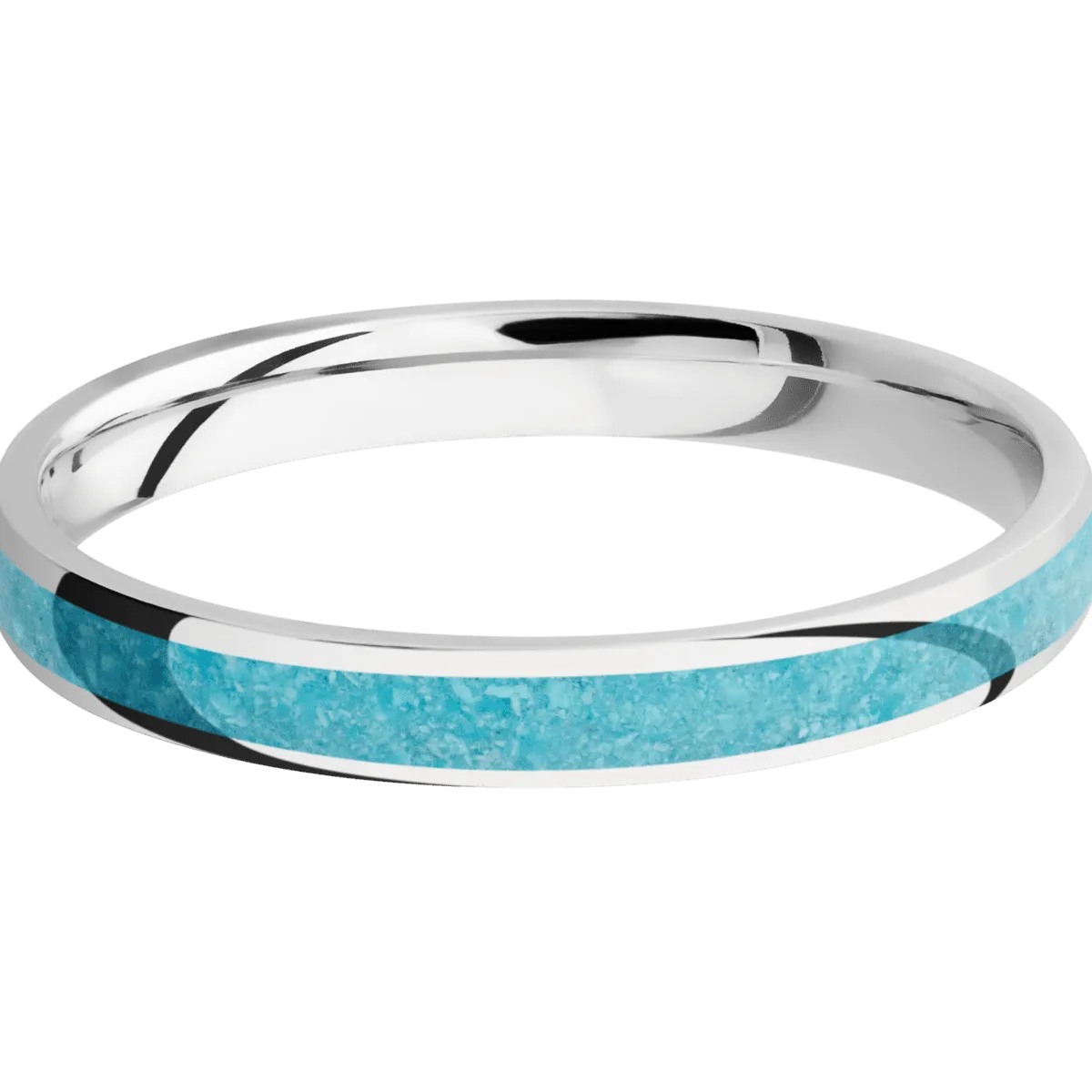 Cobalt Chrome with Polish Finish and Turquoise Inlay