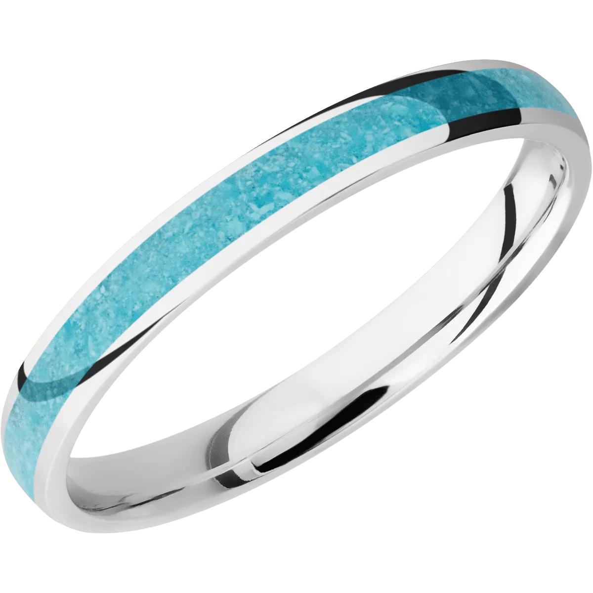 Cobalt Chrome with Polish Finish and Turquoise Inlay