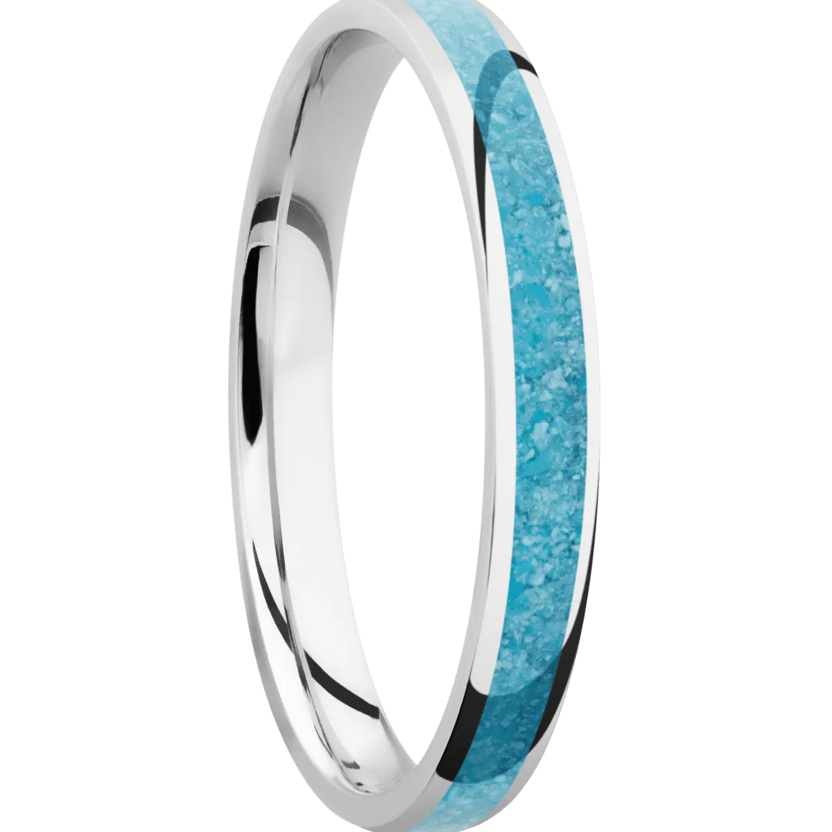Cobalt Chrome with Polish Finish and Turquoise Inlay