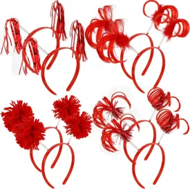 COCIDE 8Pcs Pom Pom Headbands Party Headbands Tinsel Wrapped Ponytails Headbopper Headwear for Birthday Festival