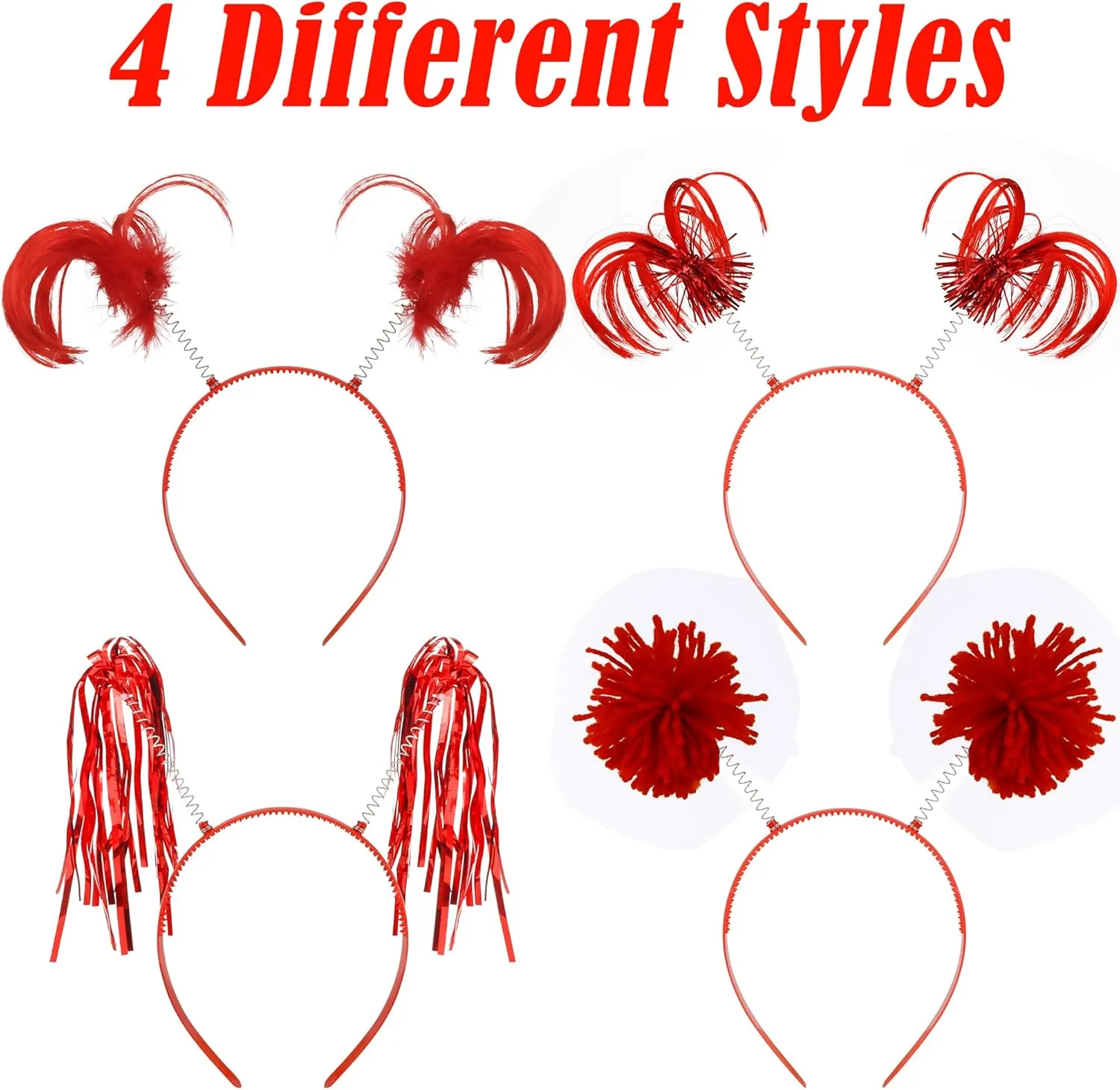 COCIDE 8Pcs Pom Pom Headbands Party Headbands Tinsel Wrapped Ponytails Headbopper Headwear for Birthday Festival