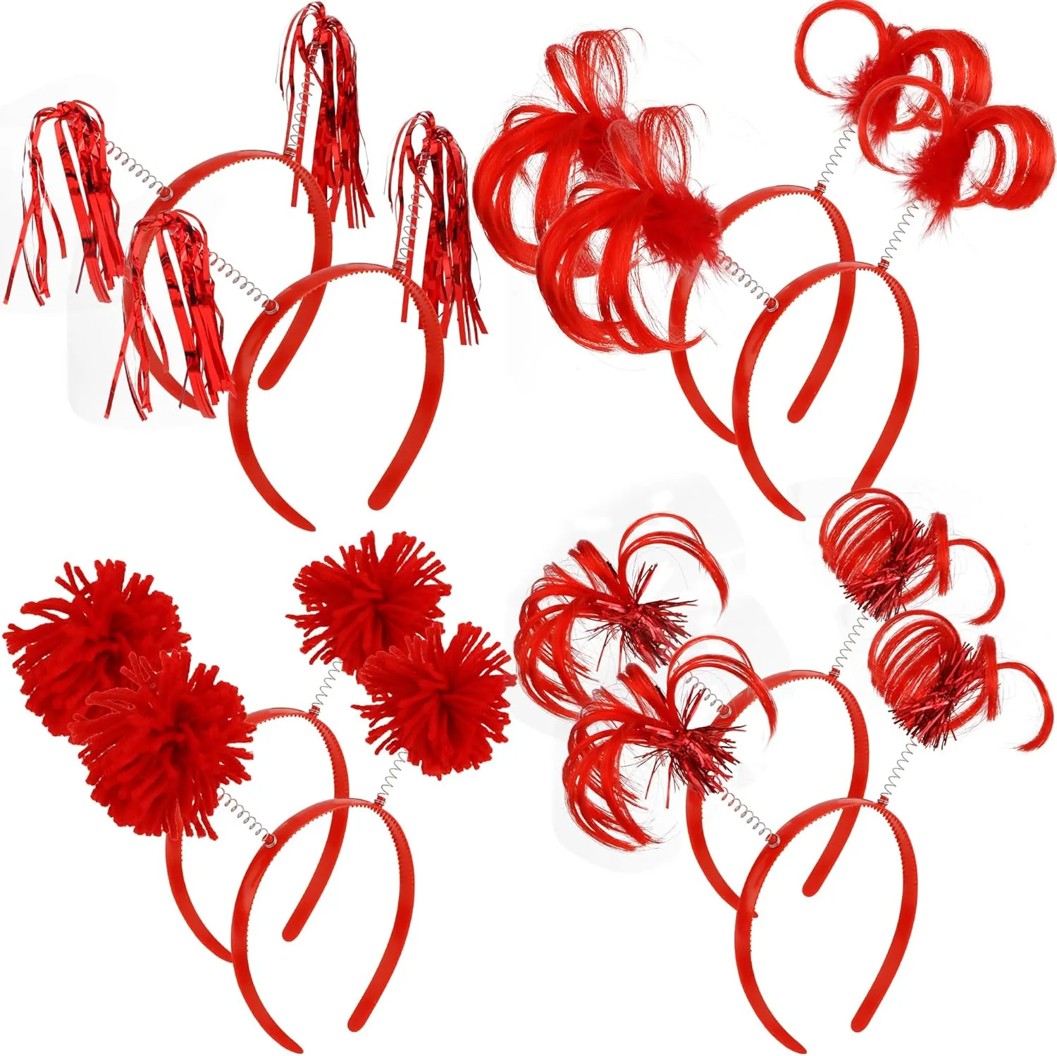 COCIDE 8Pcs Pom Pom Headbands Party Headbands Tinsel Wrapped Ponytails Headbopper Headwear for Birthday Festival