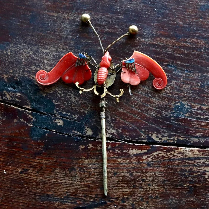 Collectors Coral and Tian-Tsui Hair Pin