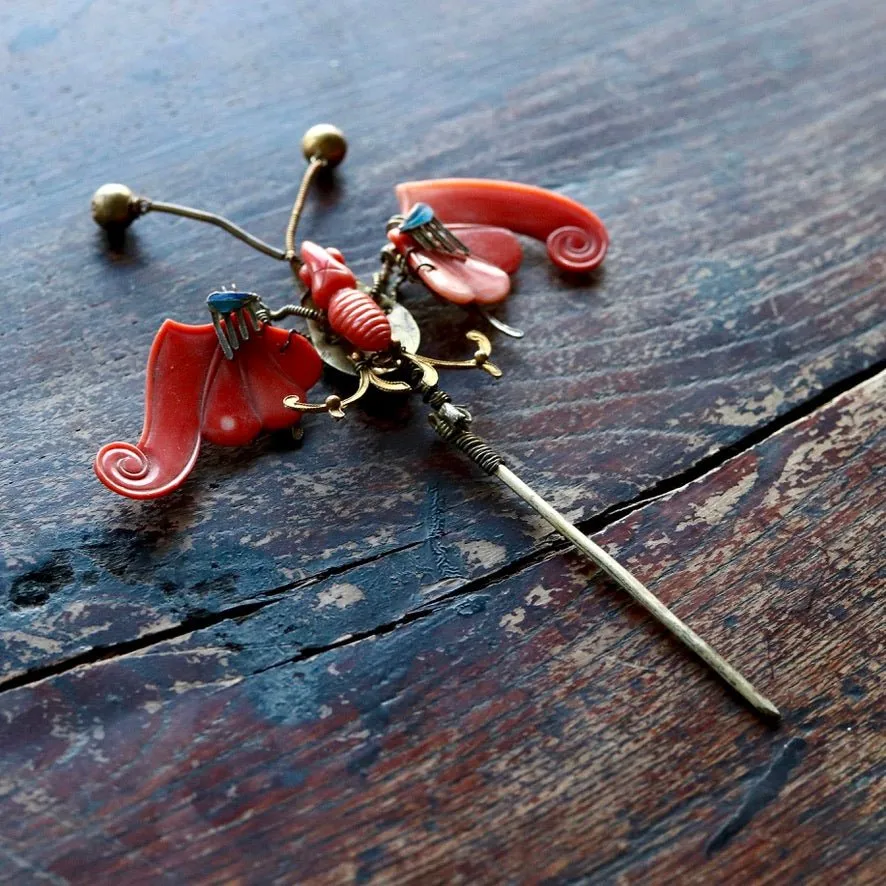 Collectors Coral and Tian-Tsui Hair Pin