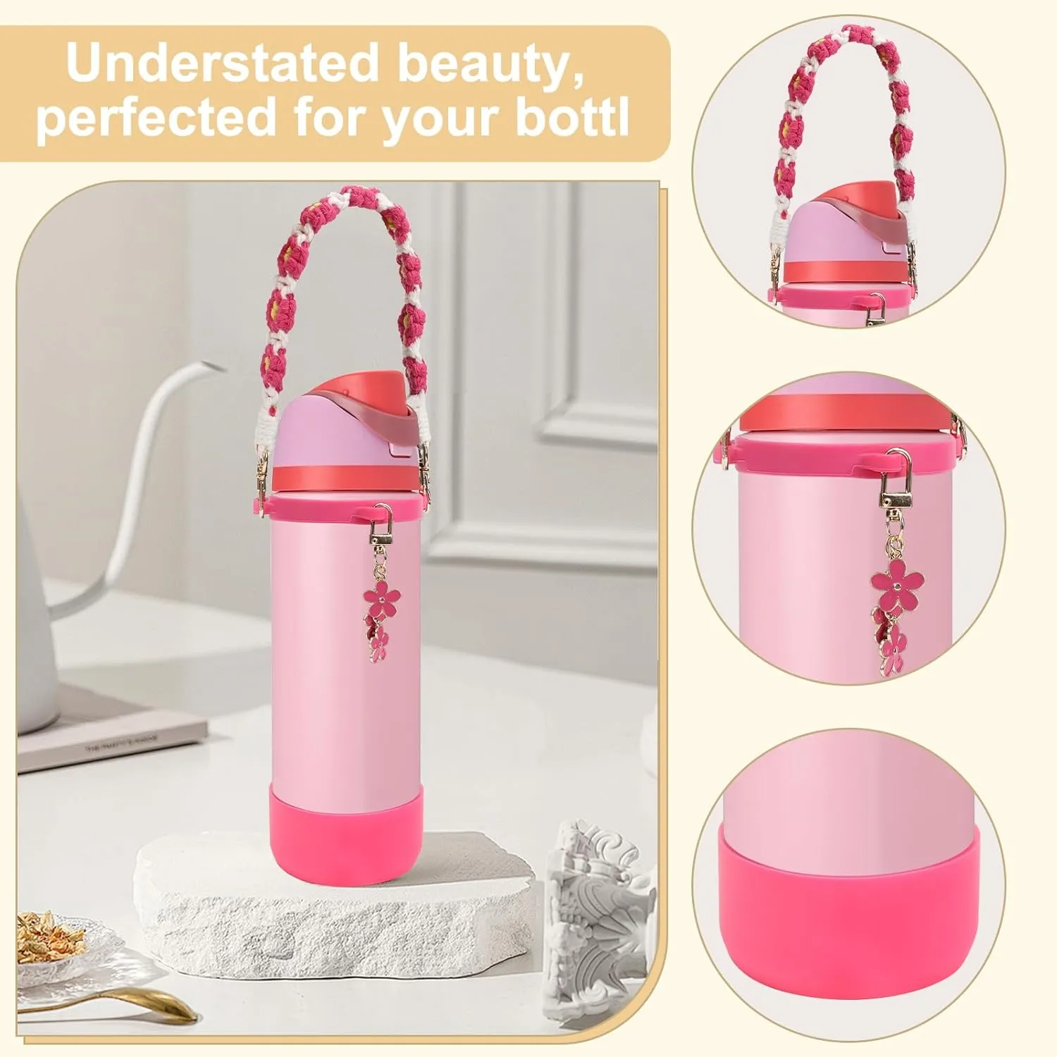 Comprehensive Compatible Owala Accessories Set: Silicone Boot for 24oz & 32oz Bottles, Water Bottle Handle Strap, Bottle Seal Ring, Replacement Stopper, Charms, Compatible Owala FreeSip