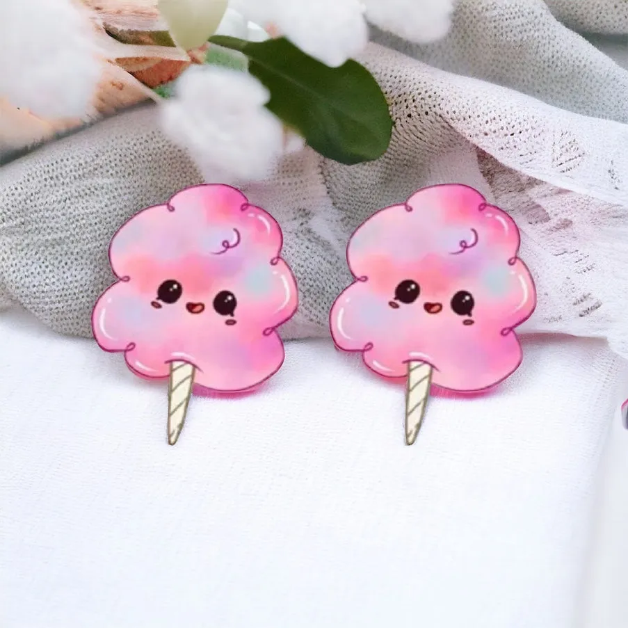 Cotton Candy Studs - Handmade Jewelry, Cotton Candy Earrings, Cotton Candy Jewelry, Handmade Earrings, Food Studs, Food Earrings