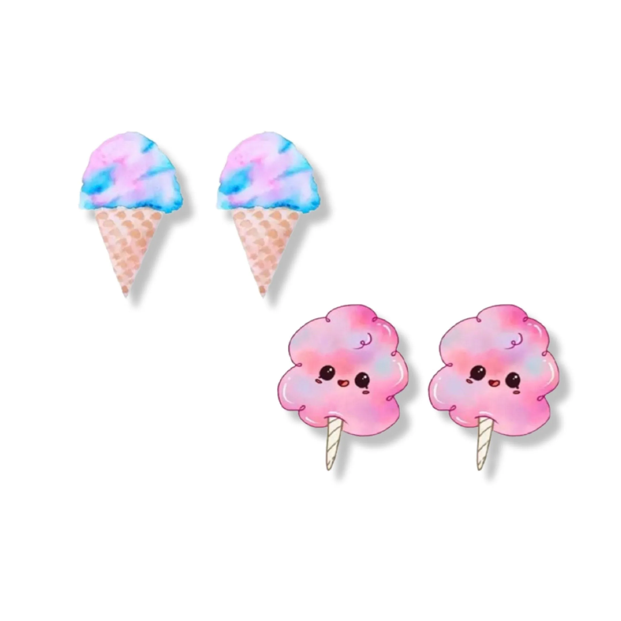 Cotton Candy Studs - Handmade Jewelry, Cotton Candy Earrings, Cotton Candy Jewelry, Handmade Earrings, Food Studs, Food Earrings