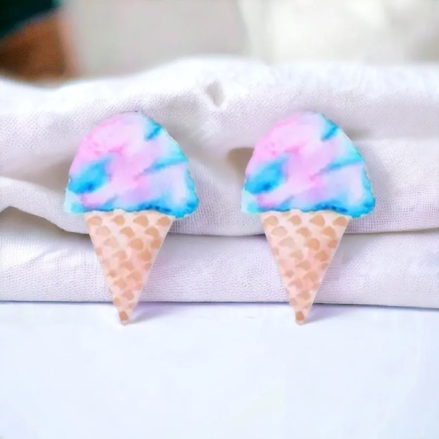 Cotton Candy Studs - Handmade Jewelry, Cotton Candy Earrings, Cotton Candy Jewelry, Handmade Earrings, Food Studs, Food Earrings