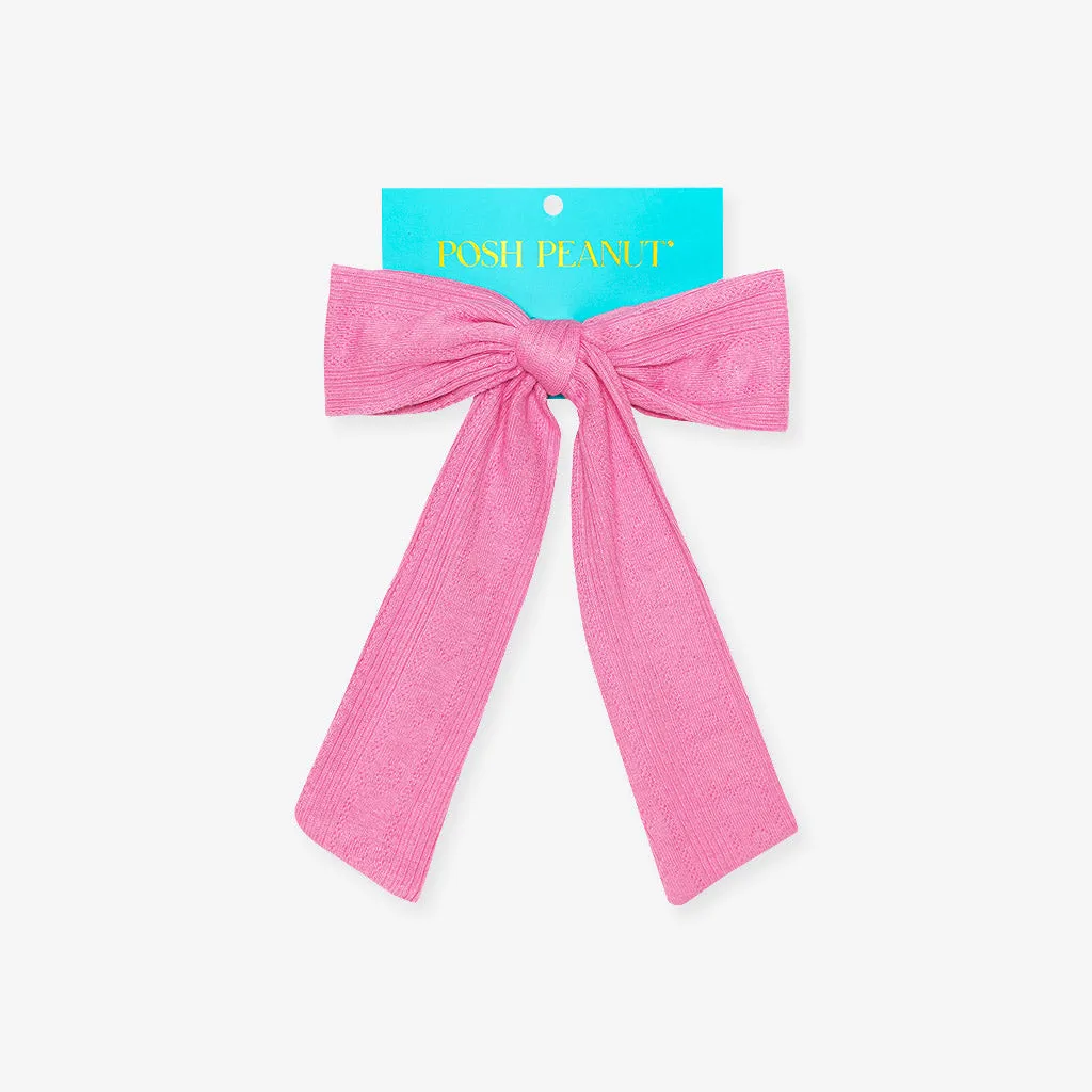 Cruisin' Pink Pointelle Luxe Bow Hair Clip