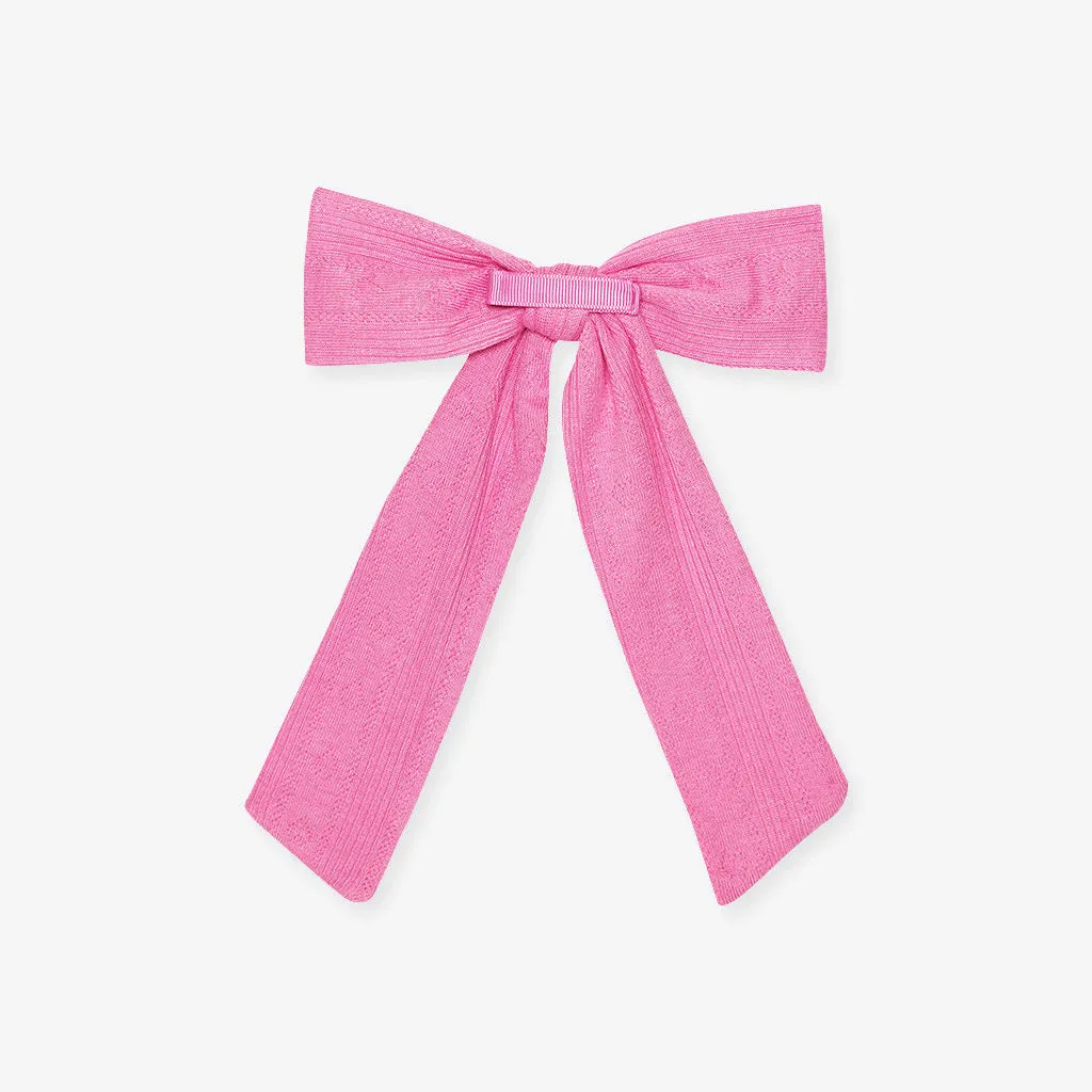 Cruisin' Pink Pointelle Luxe Bow Hair Clip