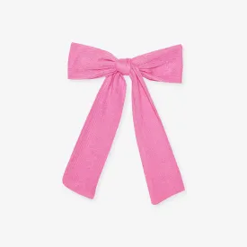 Cruisin' Pink Pointelle Luxe Bow Hair Clip