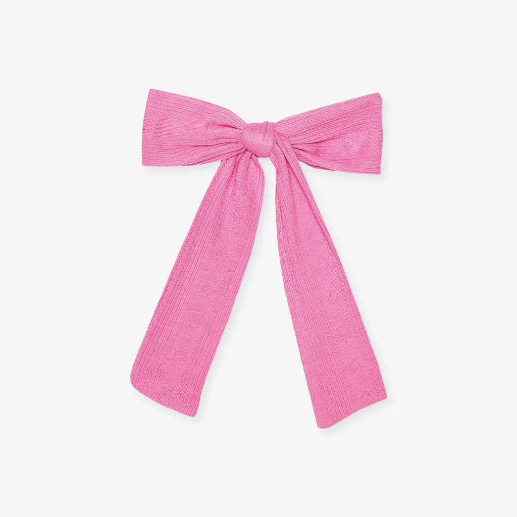 Cruisin' Pink Pointelle Luxe Bow Hair Clip