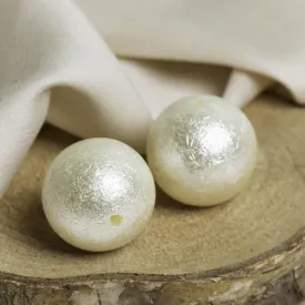 Crush Shiny Finish Cream Round Plastic Pearl Beads | 1 Hole | Qty : 500g