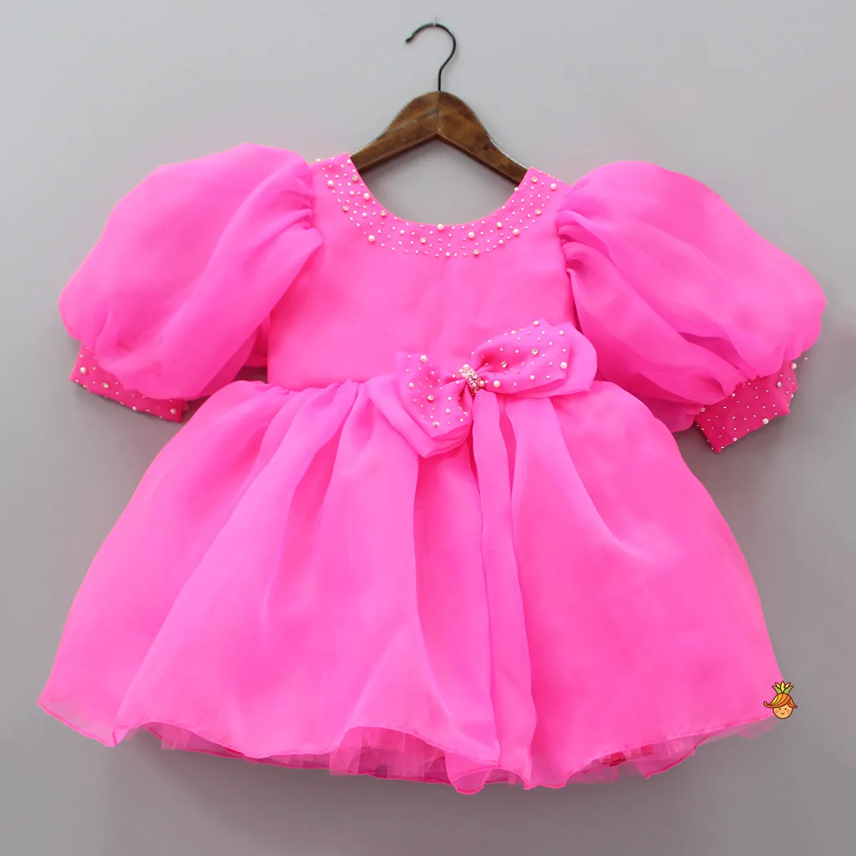 Cut Dana Embellished Gorgeous Pink Dress With Matching Swirled Hair Clip