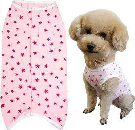 Dogs Recovery Suit Post Surgery Shirt for Puppy, Wound Protective Clothes for Little Animals(Pink Stars-s)
