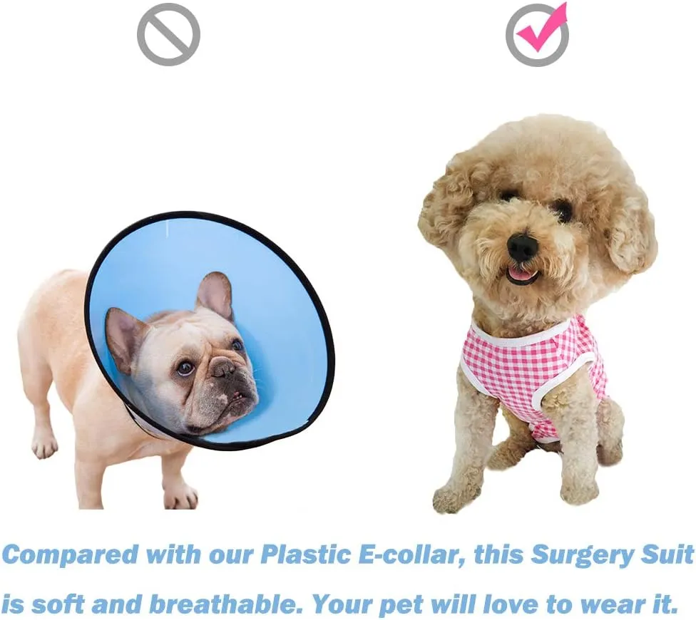 Dogs Recovery Suit Post Surgery Shirt for Puppy, Wound Protective Clothes for Little Animals(Pink Stars-s)