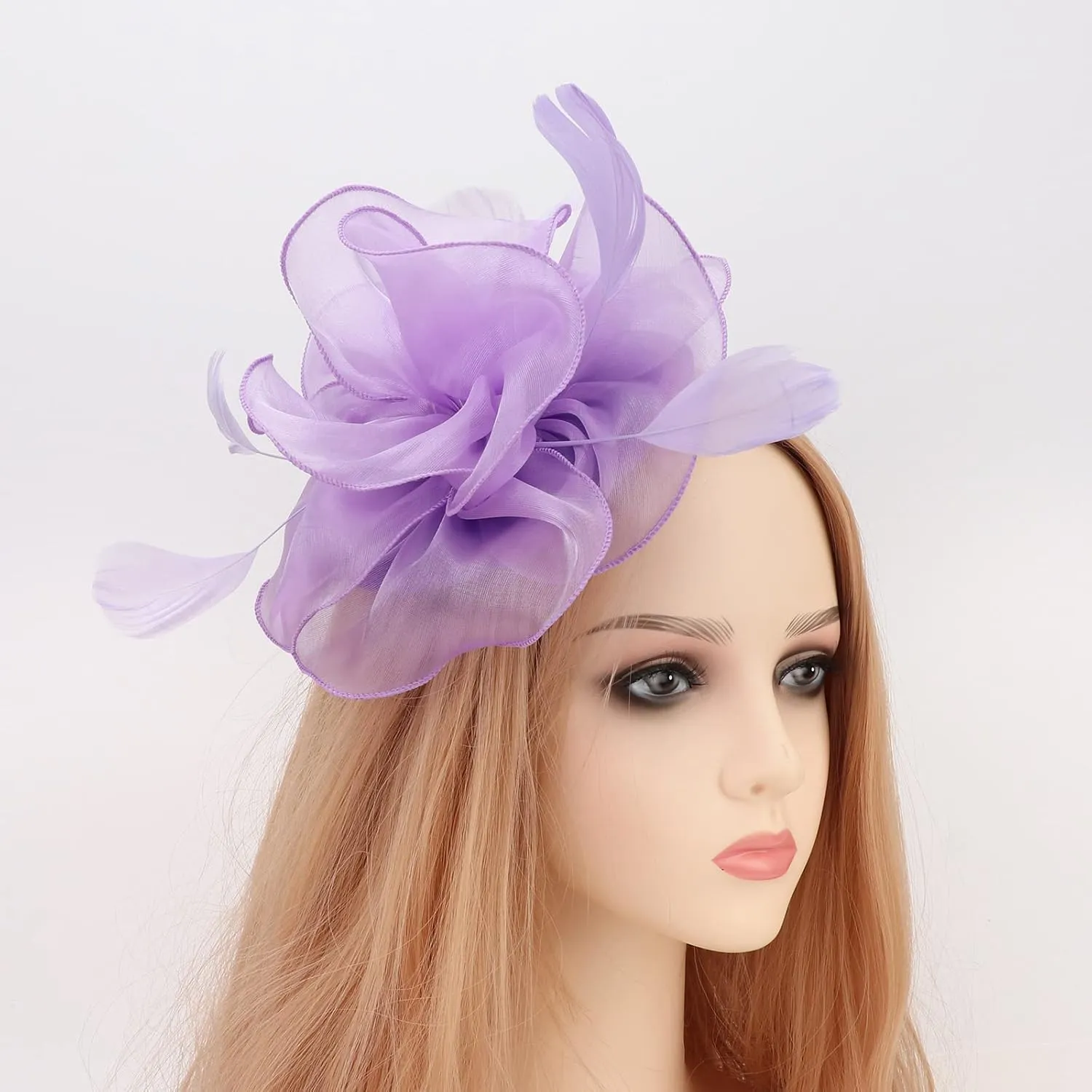DRESHOW Fascinators Hat Tea Party Headwear Ribbons Feathers on a Headband and a Clip for Girls and Women