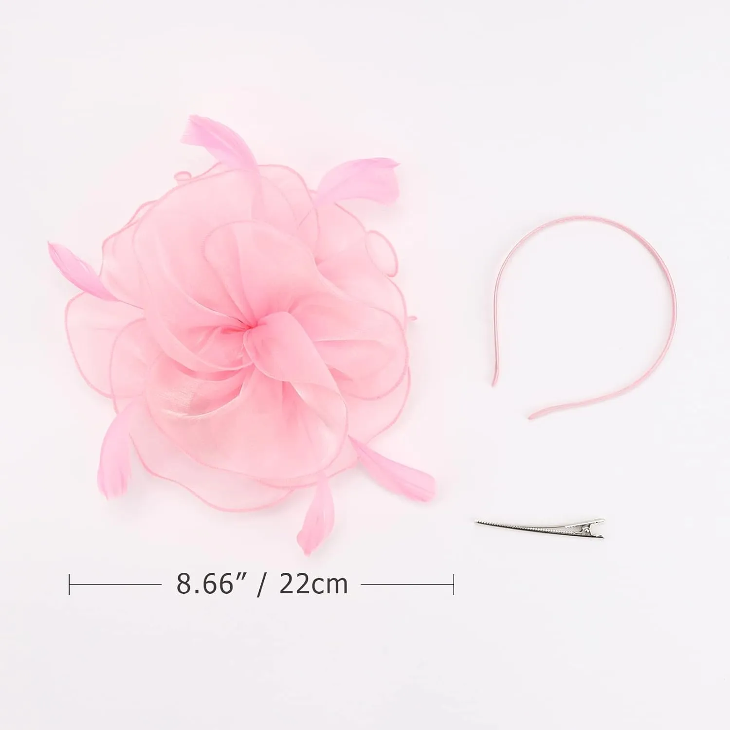DRESHOW Fascinators Hat Tea Party Headwear Ribbons Feathers on a Headband and a Clip for Girls and Women