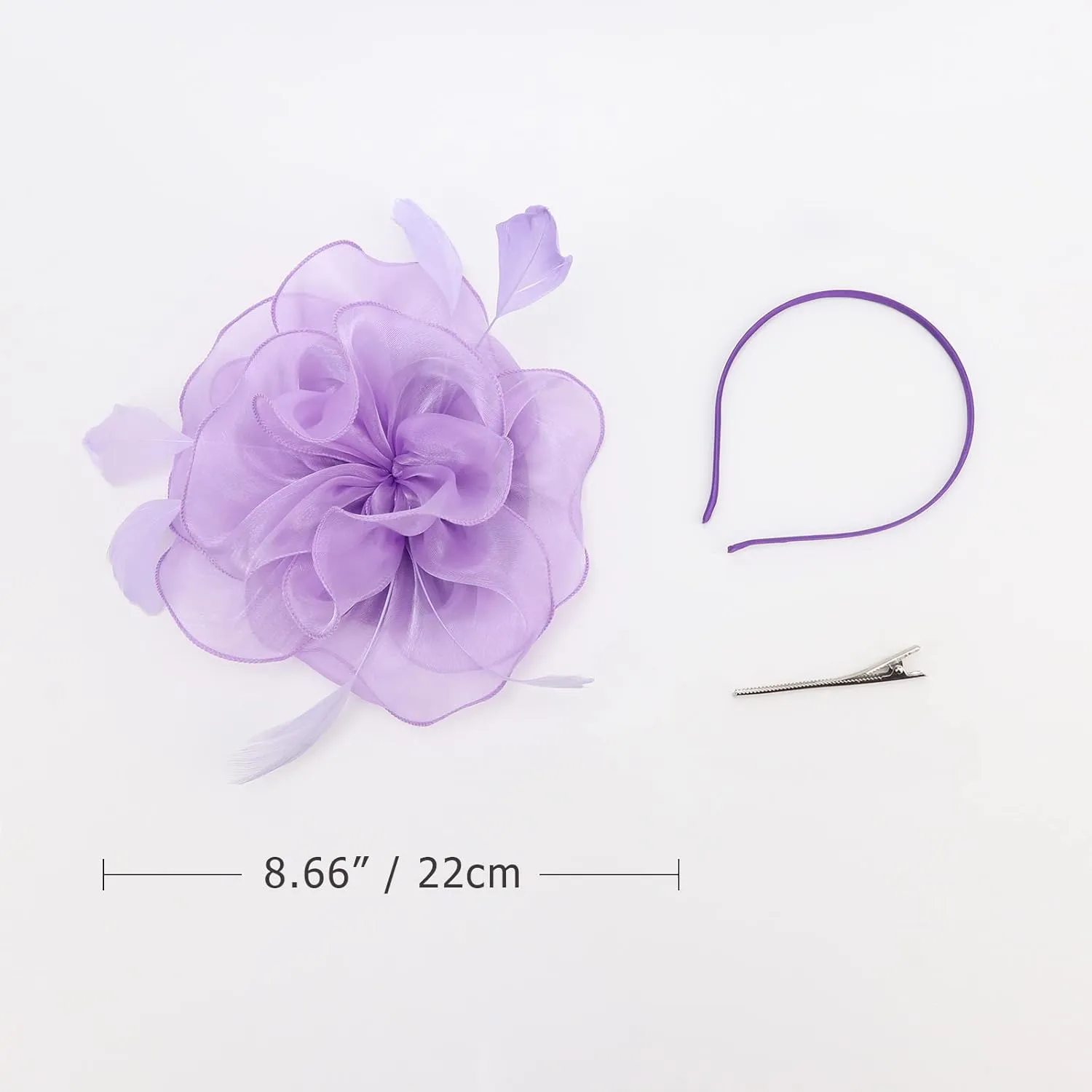 DRESHOW Fascinators Hat Tea Party Headwear Ribbons Feathers on a Headband and a Clip for Girls and Women