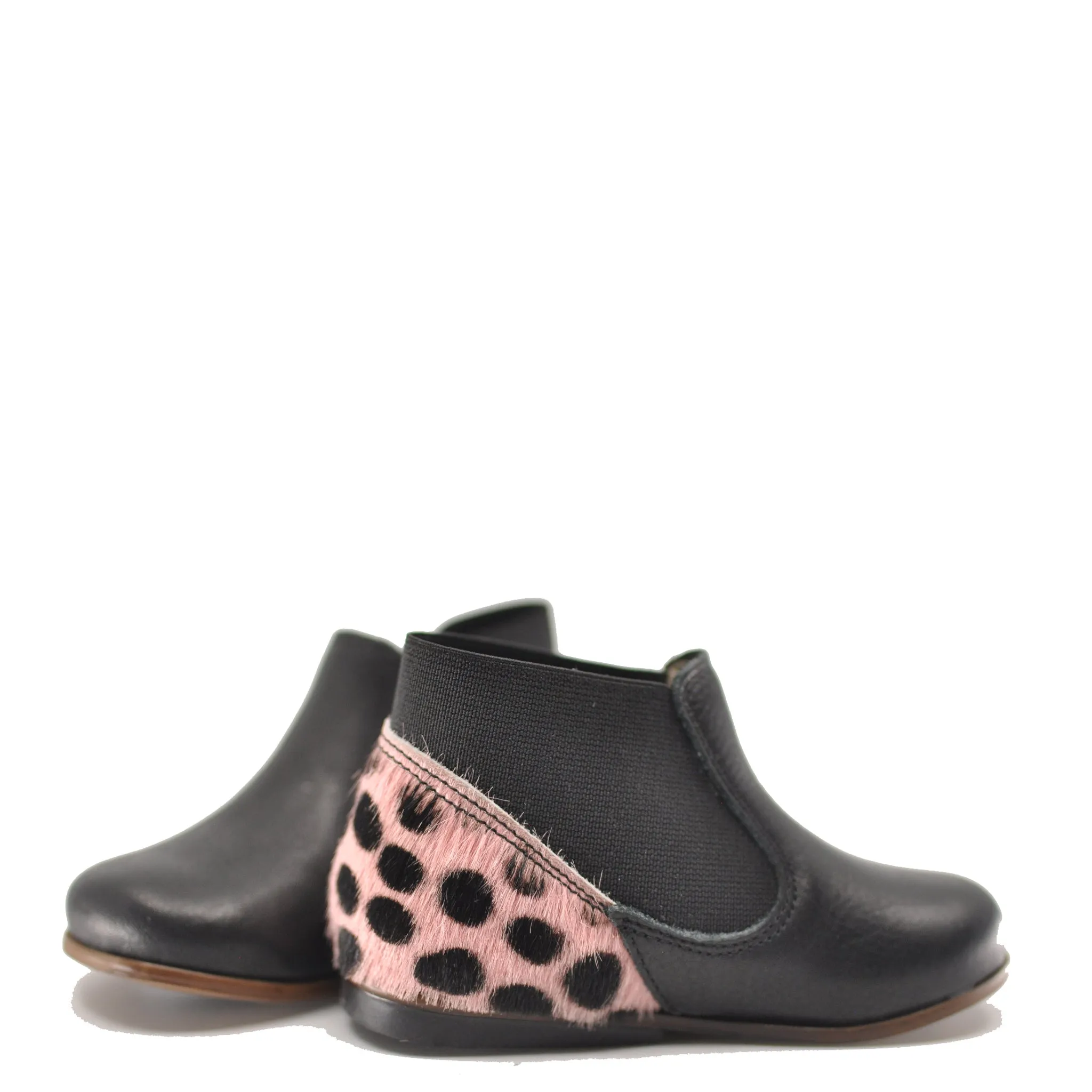 Emel Black and Pink Elastic Baby Bootie